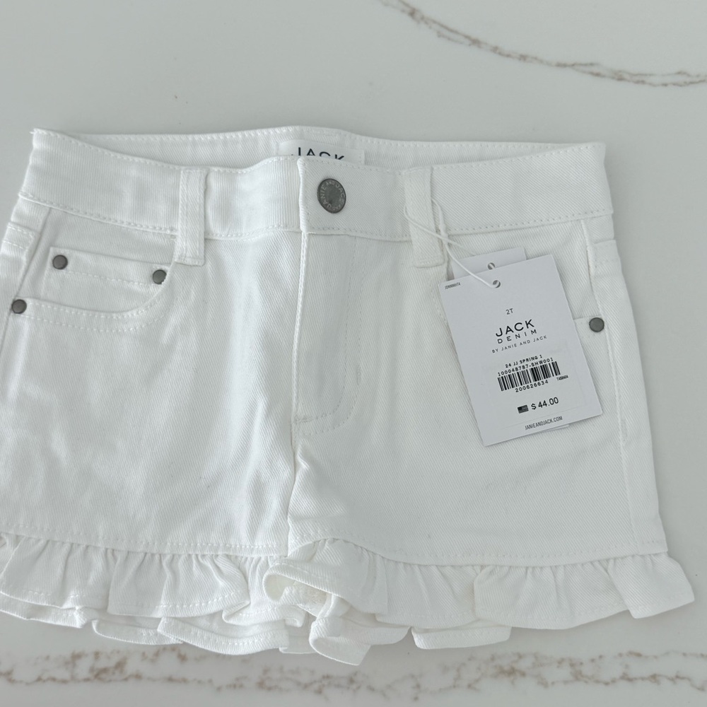 Janie and Jack White Ruffle Hem Jean Shorts toddler girl 2T